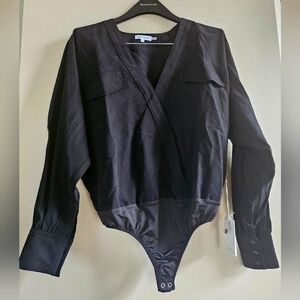NWT Good American V Neck Bodysuit Black Sz 3 (Large)